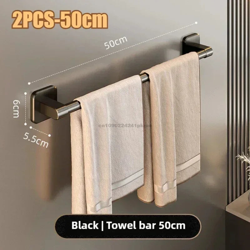 Bathroom Towel Rack Towel Holder Self-adhesive Bathroom Towel Rack Hooks  Bathroom Shelf Without Drilling Towelrack Bathroom