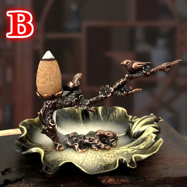 Incense Burner Aroma Burner Creative Lotus Bunrer Cones Backflow Incense Holder Plum Branch Home Decor