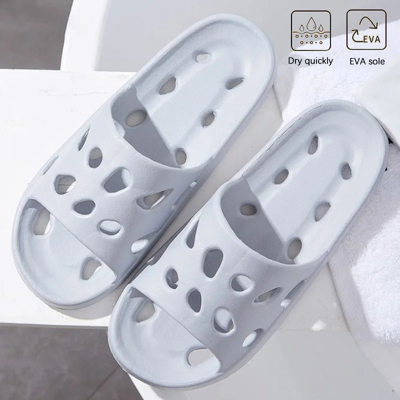 Bathroom House Cheese Slippers Light Weight Water Leaky Beach Flip Flop Non-slip Pool Swimming Aqua Shoes