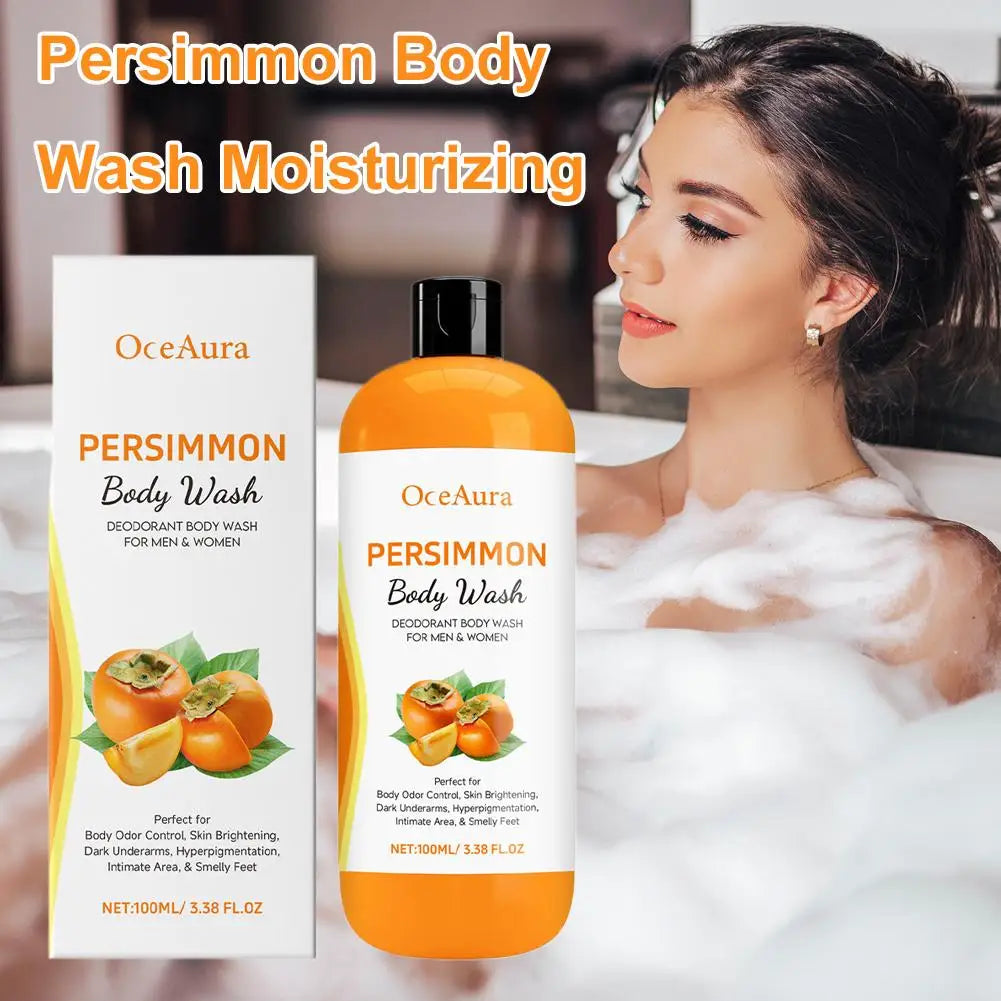 100ml Persimmon Body Wash Exfoliating Shower Gel Moisturizing Skin Cleaning Smooth Soft Body Odor Remover Bath Products