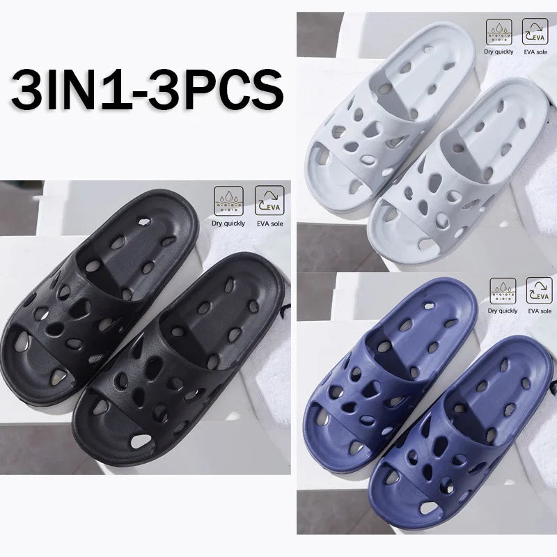 Bathroom House Cheese Slippers Light Weight Water Leaky Beach Flip Flop Non-slip Pool Swimming Aqua Shoes