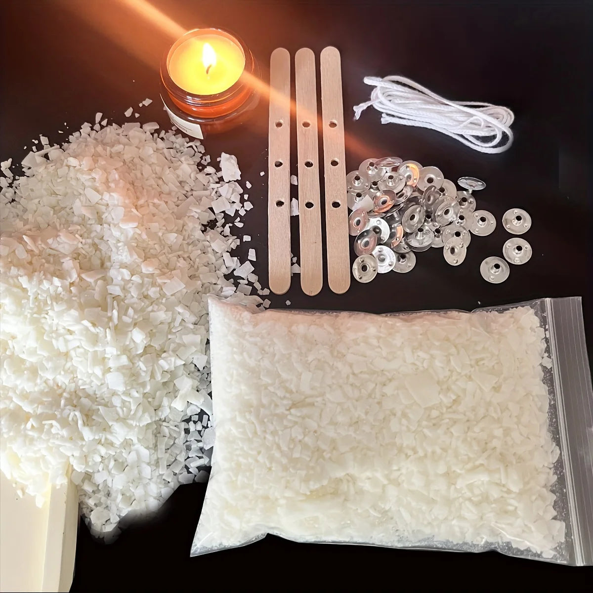 Candle Making Kits 100G Soy Wax DIY Candle Making Scented Candle Material Smokeless Candle Metal Wick Candle Holders Making