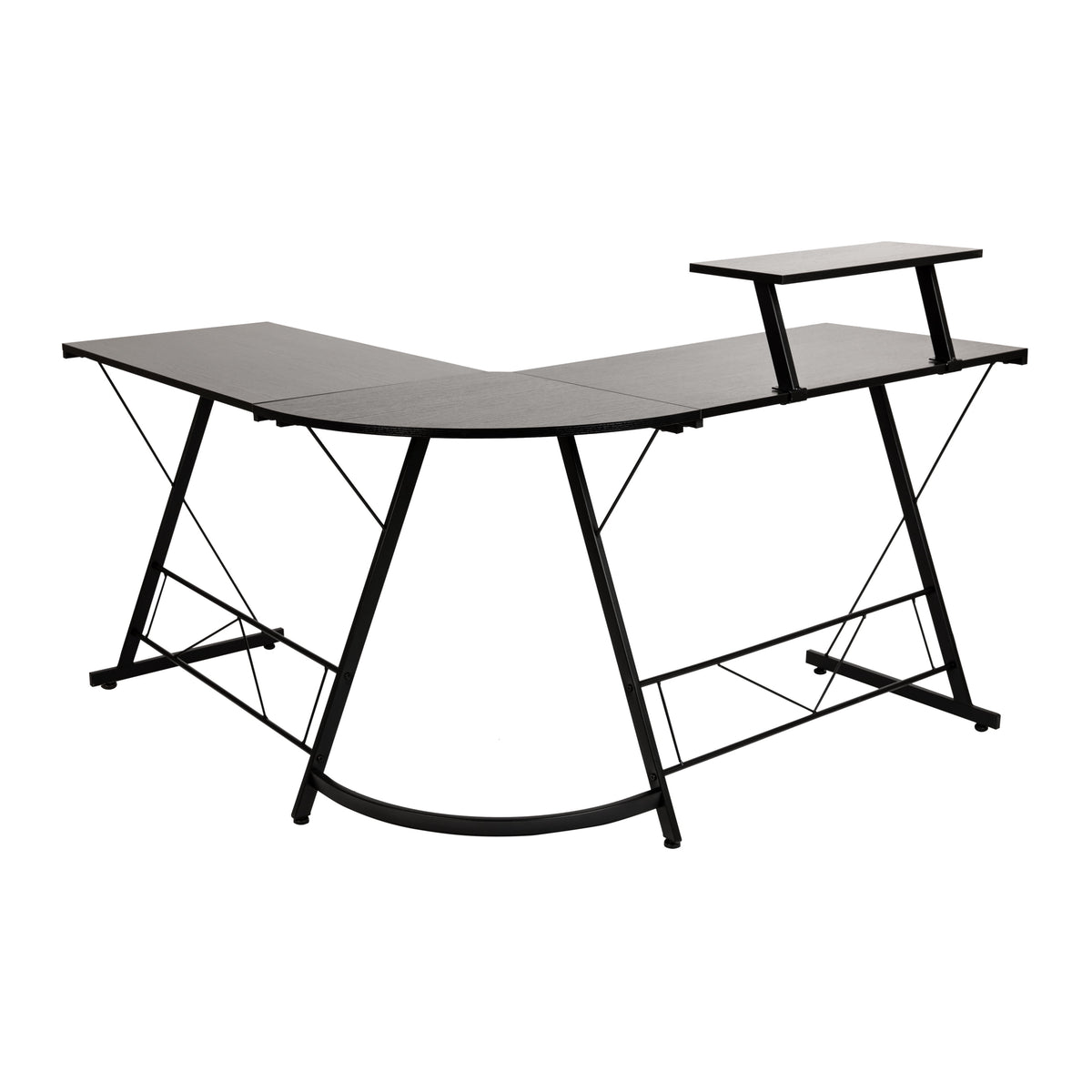 L-Shaped Desk 71.5" Computer Corner Desk, Home Office Corner Desk, Gaming Desk, Space Saving, Easy to Assemble, Black/Black