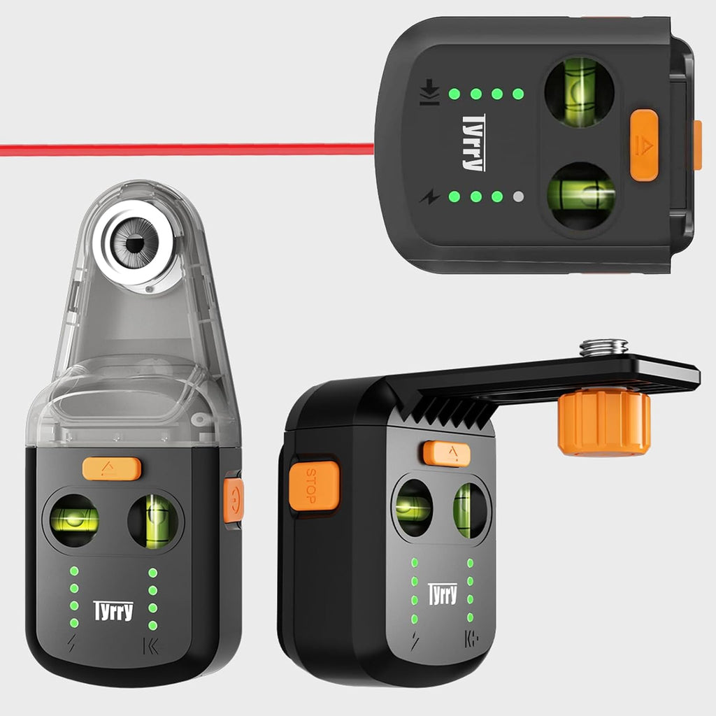 4-In-1 Laser Level for Picture Hanging, Rechargeable Laser Level with Vacuum Suction Mount and Drill Dust Collector, Wall Alignment Tool for Shelves, Frames, Home Improvement, DIY Projects