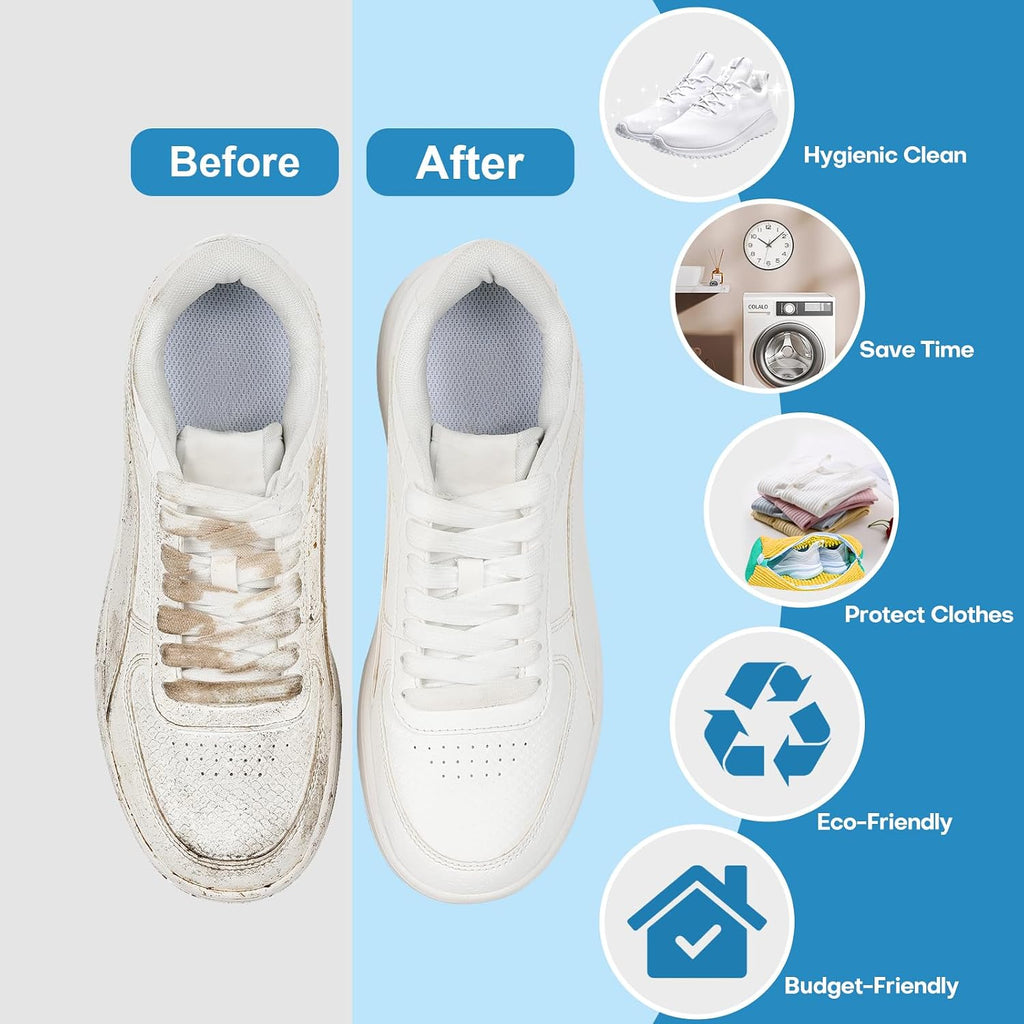 Shoe Washing Machine Bag: Laundry Shoe Bag for Washer and Dryer - 2Pc Reusable Shoe Cleaning Bag for Sneaker Tennis Shoes Unstain Cleaner Kit (Yellow 2Pcs)