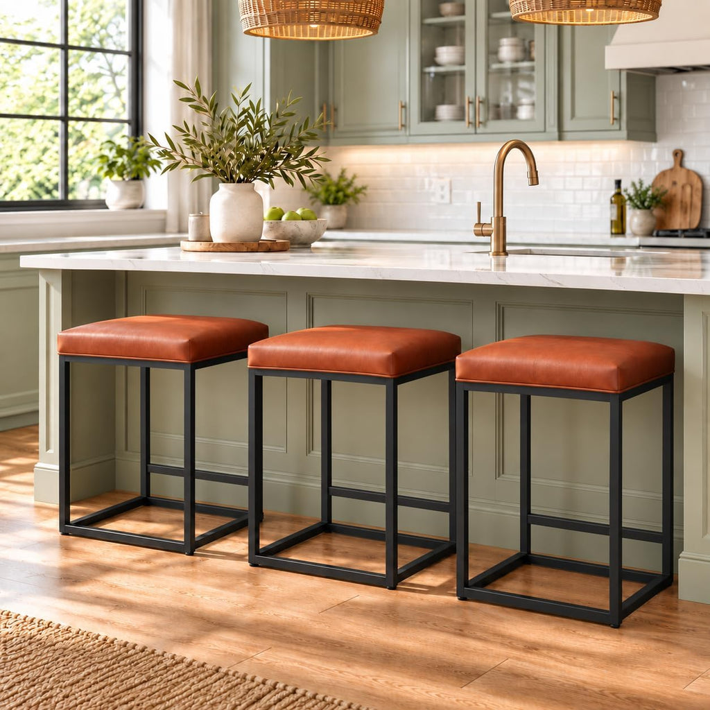 Counter Height Bar Stools Set of 2, Kitchen Backless Barstools